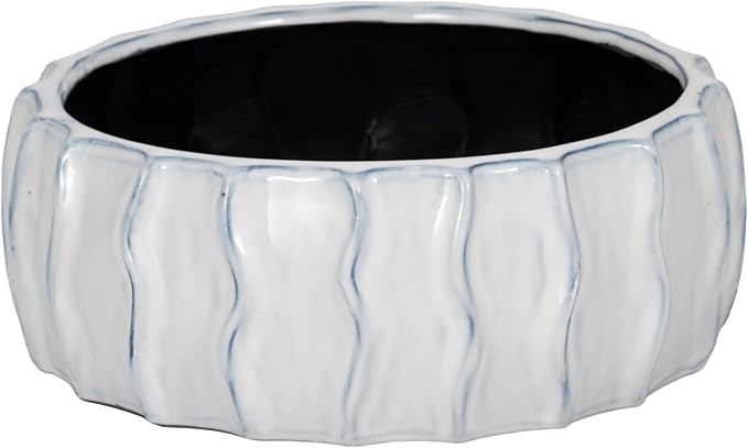 11" Sea Urchin Bowl, White/Blue - Decor Addict, LLC