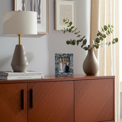 Resin 5x7 Woven Photo Frame, Blue/Ivory - Decor Addict, LLC