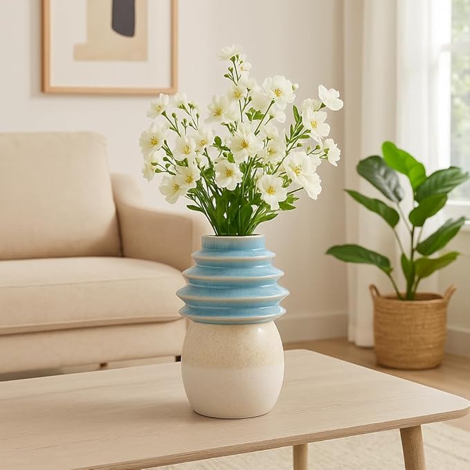 12" Fluted Top Vase Reactive Finish, Multi - Decor Addict, LLC