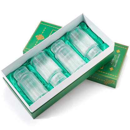 Vintage Art Deco Crystal Highball Ribbed Glass Set of 4 - Decor Addict, LLC