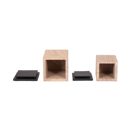 Decorative Boxes Set of 2 - Brown Marble Sandstone, 8/9 in. - Decor Addict, LLC