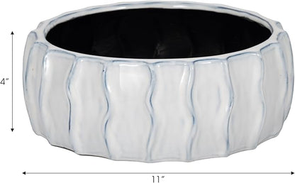 11" Sea Urchin Bowl, White/Blue - Decor Addict, LLC