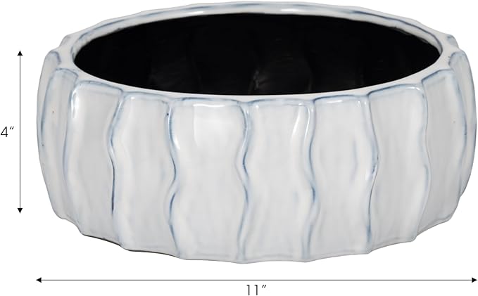 11" Sea Urchin Bowl, White/Blue - Decor Addict, LLC