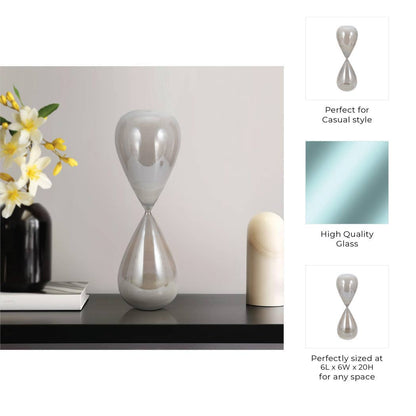 Glass Small Teardrop Silhouette Hourglass - Grey, 20 in. - Decor Addict, LLC