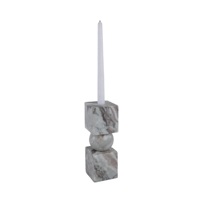 9x3" Chunky Marble Taper Holder, Tan Multi - Decor Addict, LLC