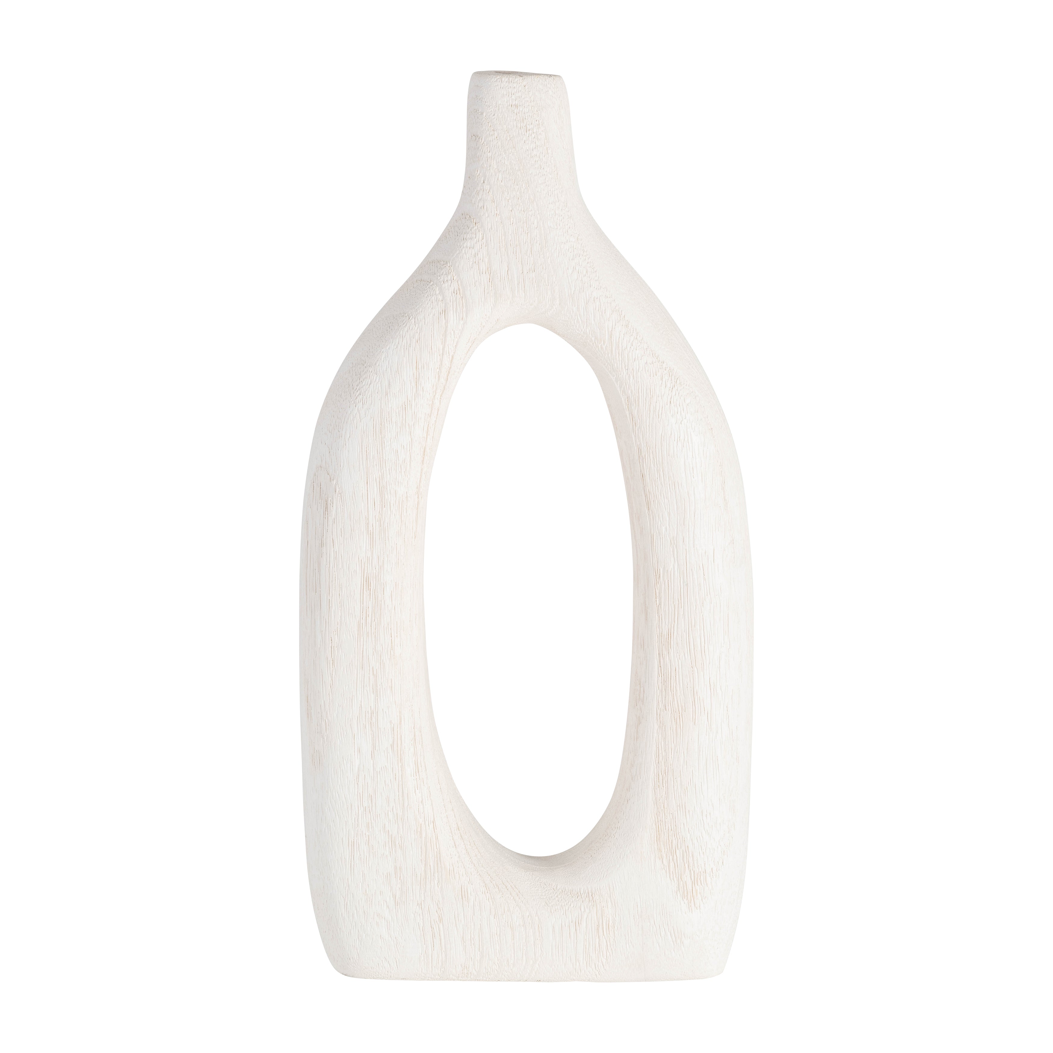 Wood, 14"h Cut-out Vase, White - Decor Addict, LLC