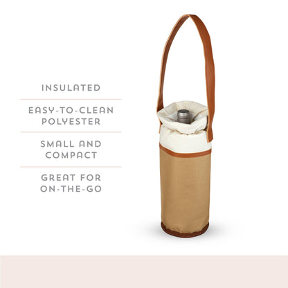 Single Bottle Insulated Wine Tote w/ Faux Leather Strap - Decor Addict, LLC