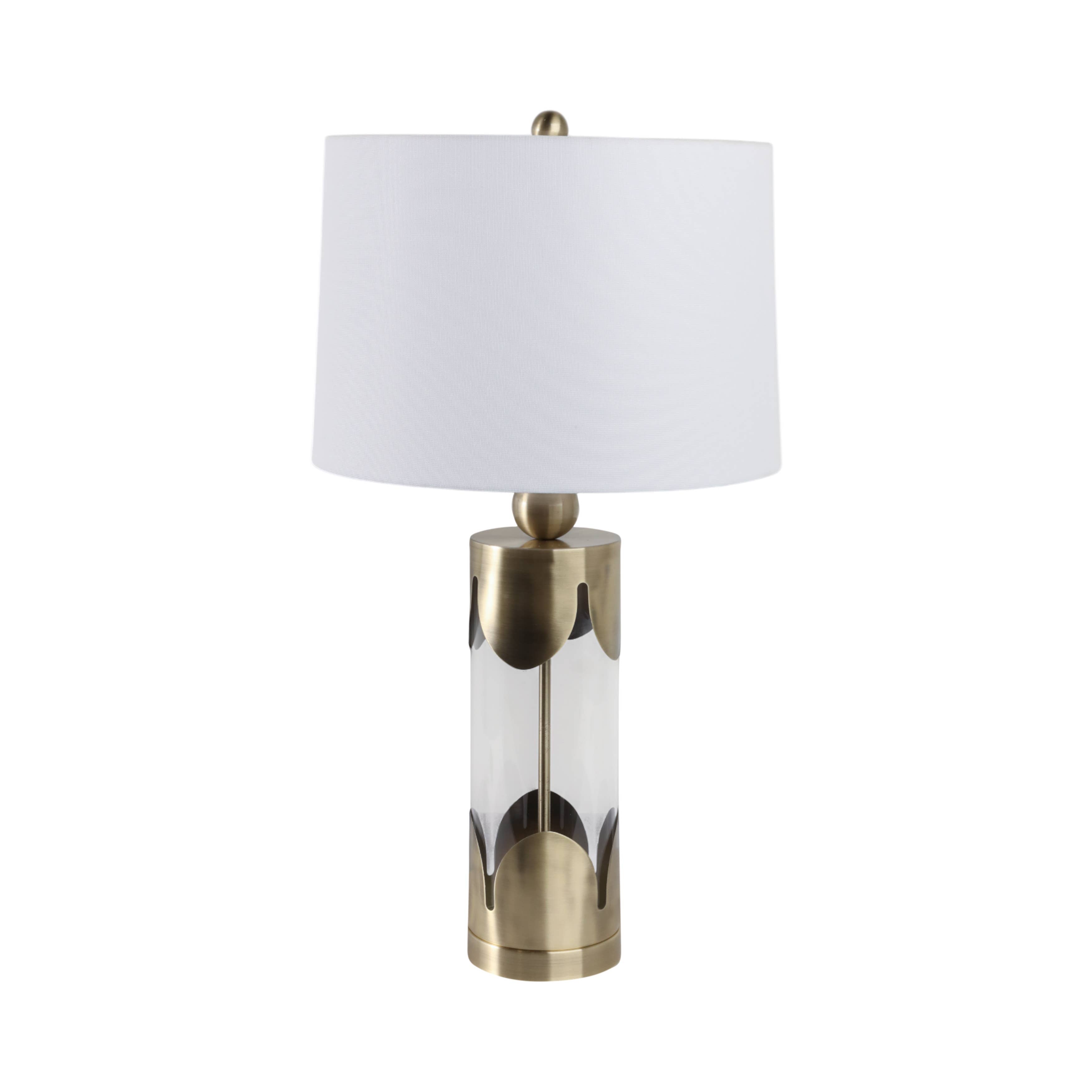 Table Lamp - Gold Glass/Metal Scallop Border, 30 in. - Decor Addict, LLC