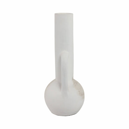 White 19 in. Terracotta Asymmetrical Eared Bottle Vase - Decor Addict, LLC