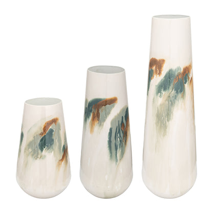 Iron,23"h,colored Stained Vase,white - Decor Addict, LLC