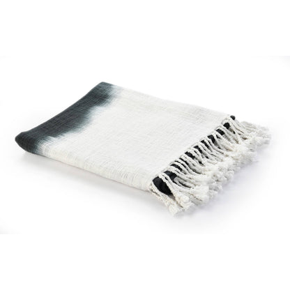 Shibori Slab Throw Blanket with Fringe: Angel Blue - Decor Addict, LLC