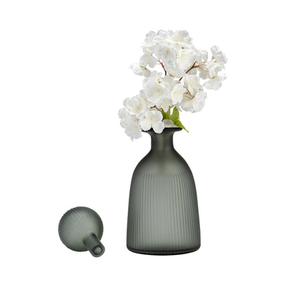 Glass, 13"h Vase W/ Lid, Green/smoke - Decor Addict, LLC