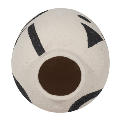 Ivory 6 in. Ceramic Round Boho Funky Bulbous Vase - Decor Addict, LLC
