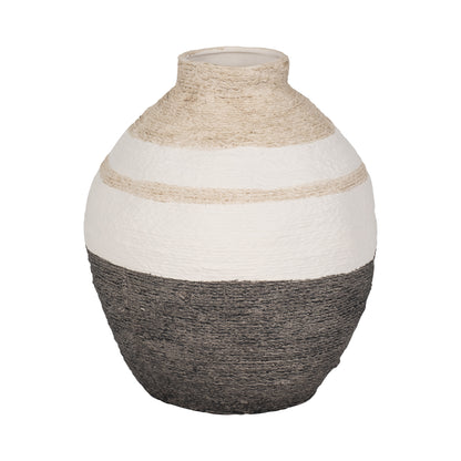 12" Striped Woven Textured Vase, Multi - Decor Addict, LLC