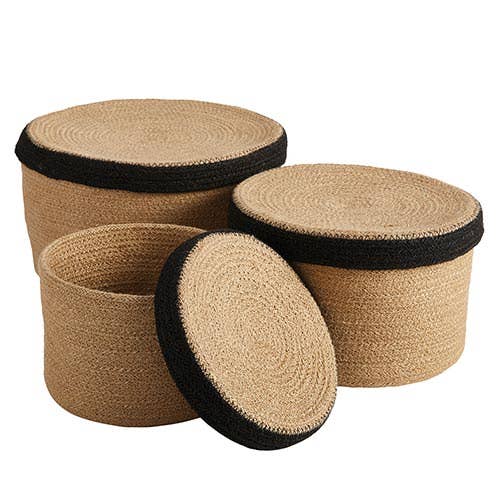 Jute Round Box W Lid S/3 - Decor Addict, LLC