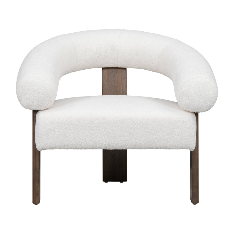 Curved Back Wishbonechair With Brown Legs - Ivory