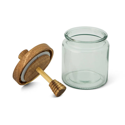 16.9oz Glass Honey Jar w/ Acacia Dipper Lid - Decor Addict, LLC