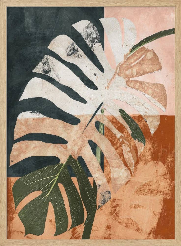 "Into the jungle" Framed Textured Wall Art: Walnut / 40"H x 30"W - Decor Addict, LLC