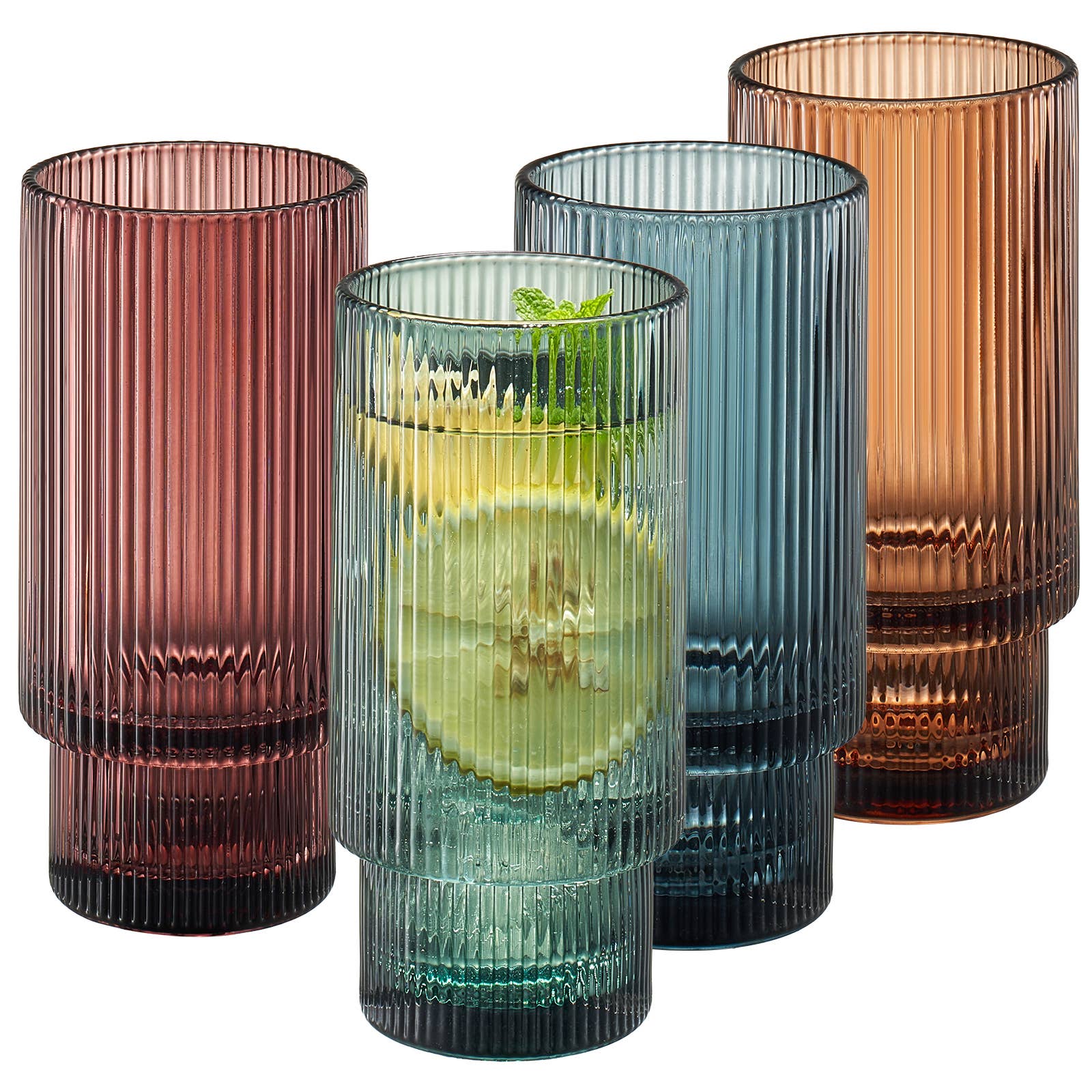 11oz Art Deco Ribbed Highball Glass - Decor Addict, LLC