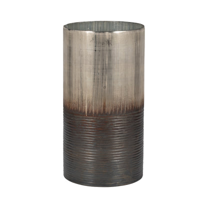Glass, 13" Metallic 2-tone Vase, Silver - Decor Addict, LLC