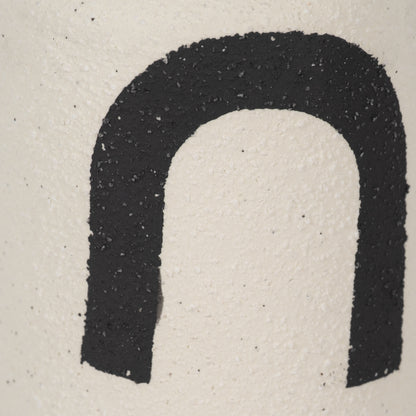 Cer, 10" Funky Vase, Ivory/black - Decor Addict, LLC