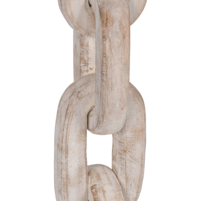 Wood, 11" Chain Pillar Candle Holder, White - Decor Addict, LLC