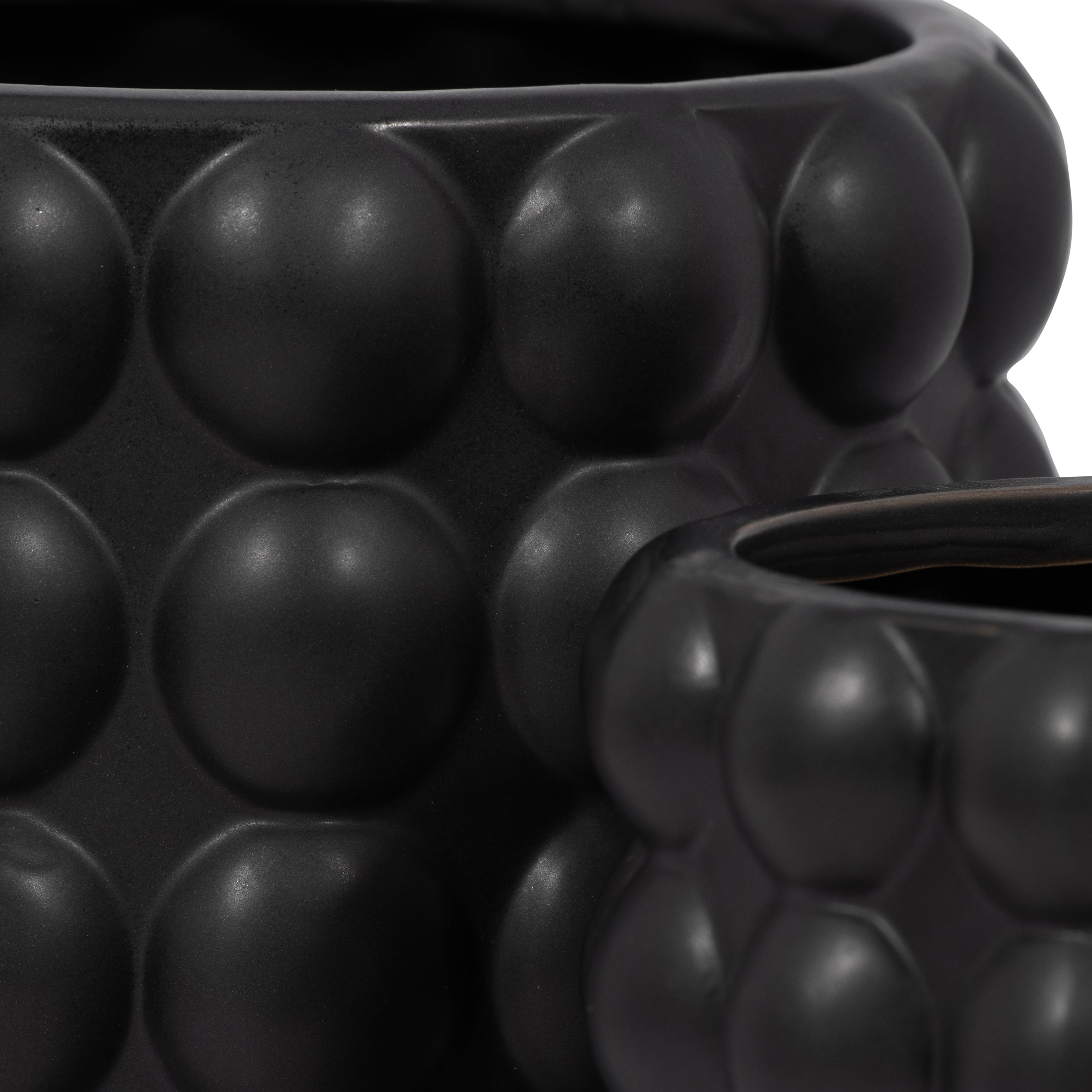 S/2 6/8" Bubble Planters, Matte Black - Decor Addict, LLC