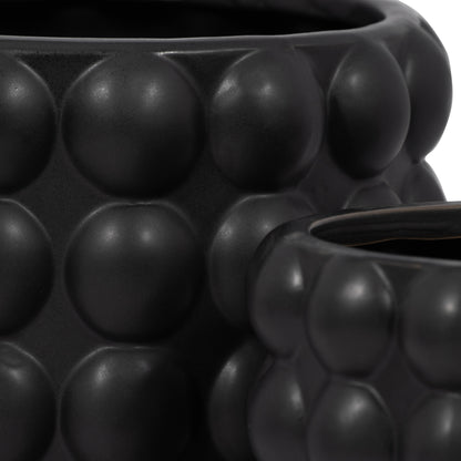 S/2 6/8" Bubble Planters, Matte Black - Decor Addict, LLC