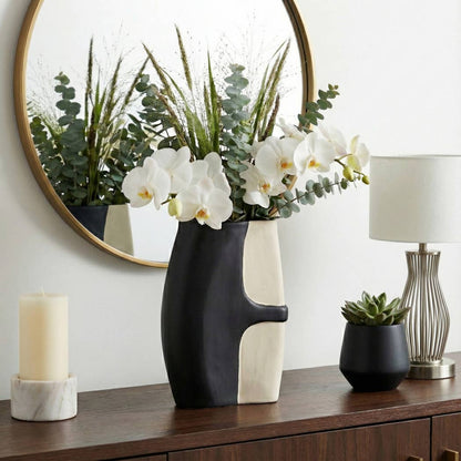 Decorative Vase - Black/Tan Ecomix Small Silhouette, 15 in. - Decor Addict, LLC