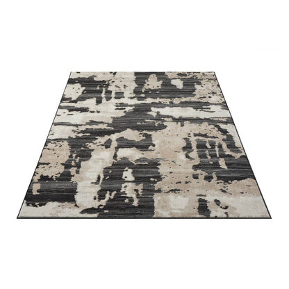 Abani Rugs TER170A Beige Black Abstract Pattern Area Rug: 2' x 3' - Decor Addict, LLC