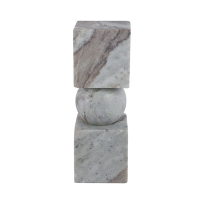 9x3" Chunky Marble Taper Holder, Tan Multi - Decor Addict, LLC