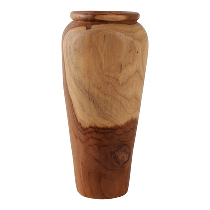 16x7" Teak Wood Vase, Brown - Decor Addict, LLC