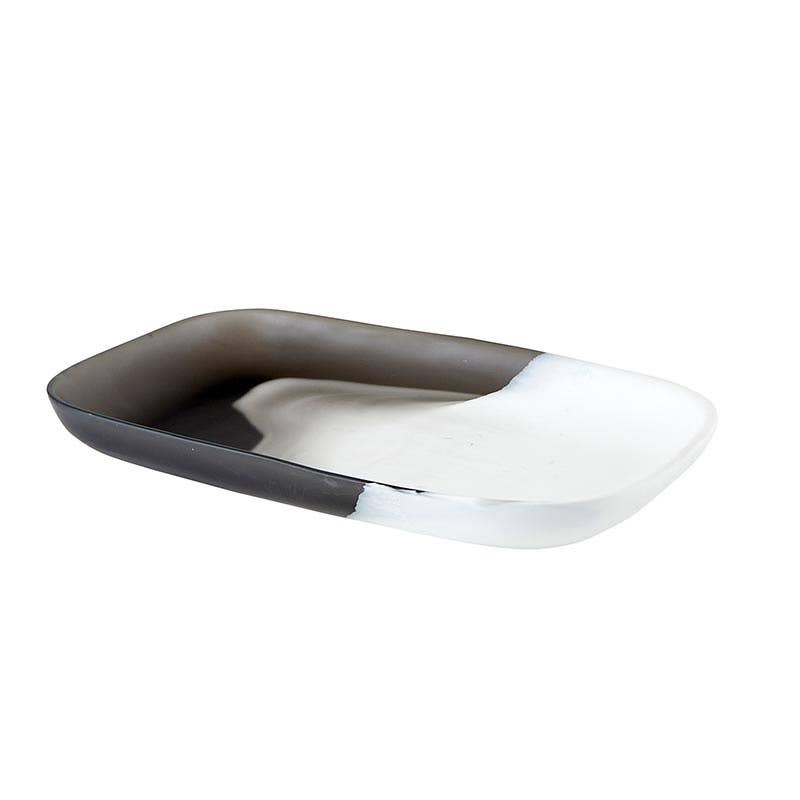 Resin Oblong Platter - Anthracite Grey + White - Decor Addict, LLC