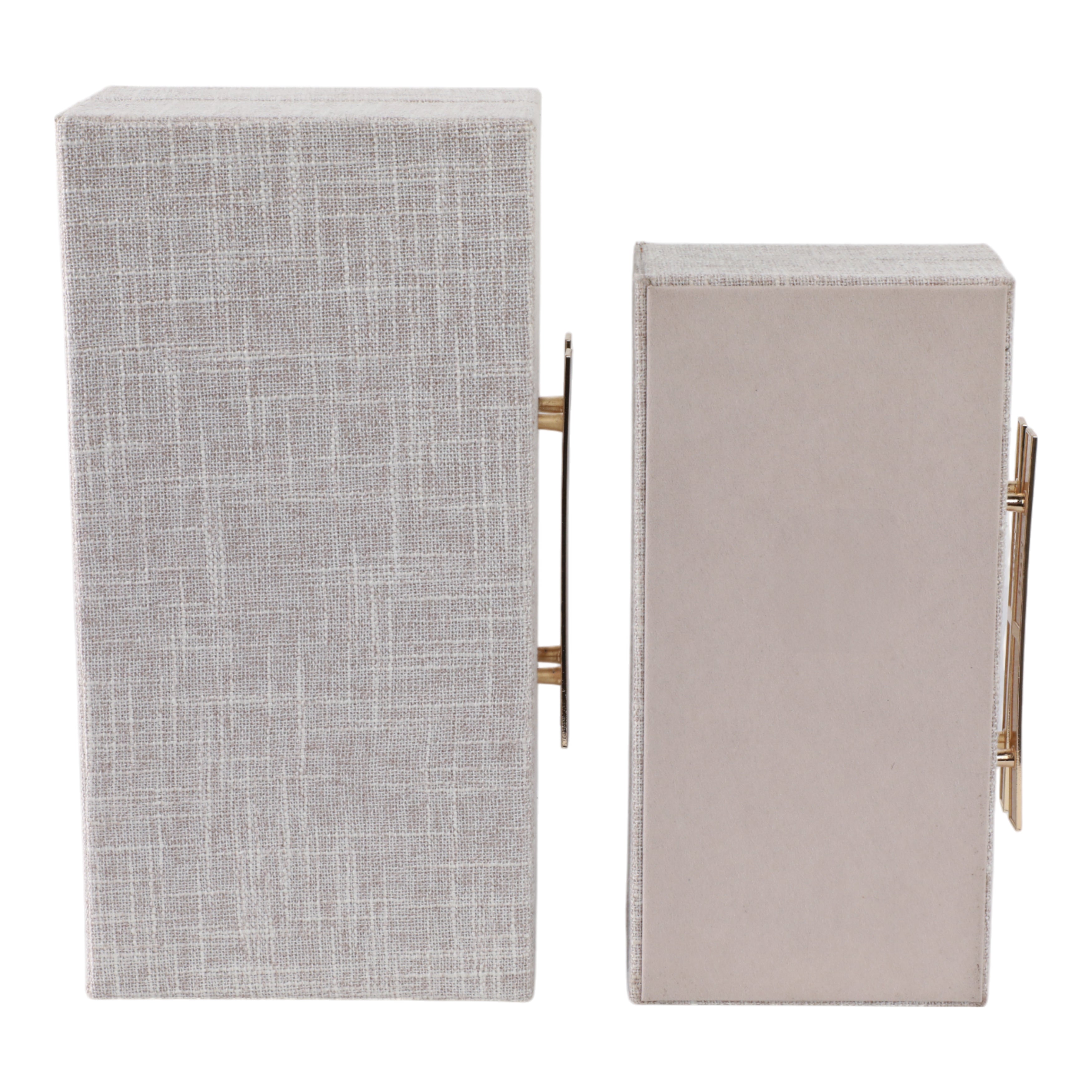S/2 10/12" Rectangular Boxes Double Hardware, Wht - Decor Addict, LLC
