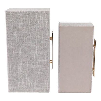 S/2 10/12" Rectangular Boxes Double Hardware, Wht - Decor Addict, LLC