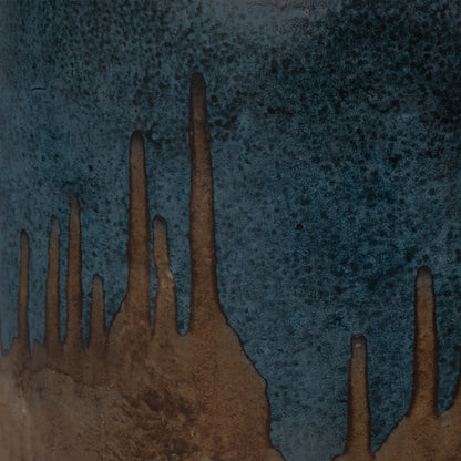 Terracotta, 14"h 2-tone Vase, Blue/ivory - Decor Addict, LLC