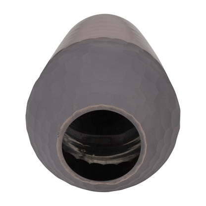 Glass, 14" 2-tone Hand-cut Vase, Metallic - Decor Addict, LLC