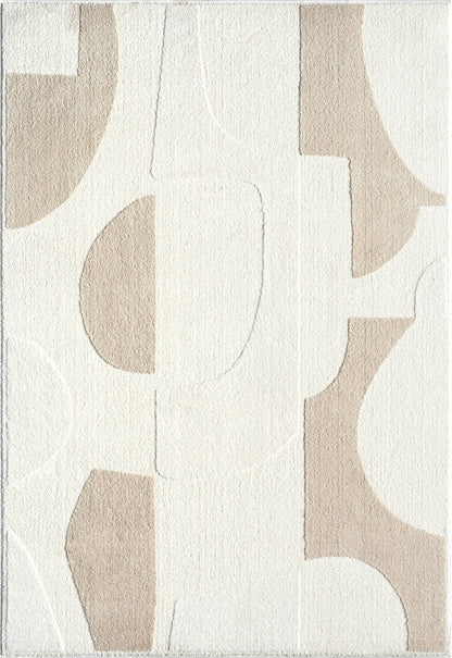 Abani Cozy Modern Cream Grey Area Rug: 2' x 3' - Decor Addict, LLC
