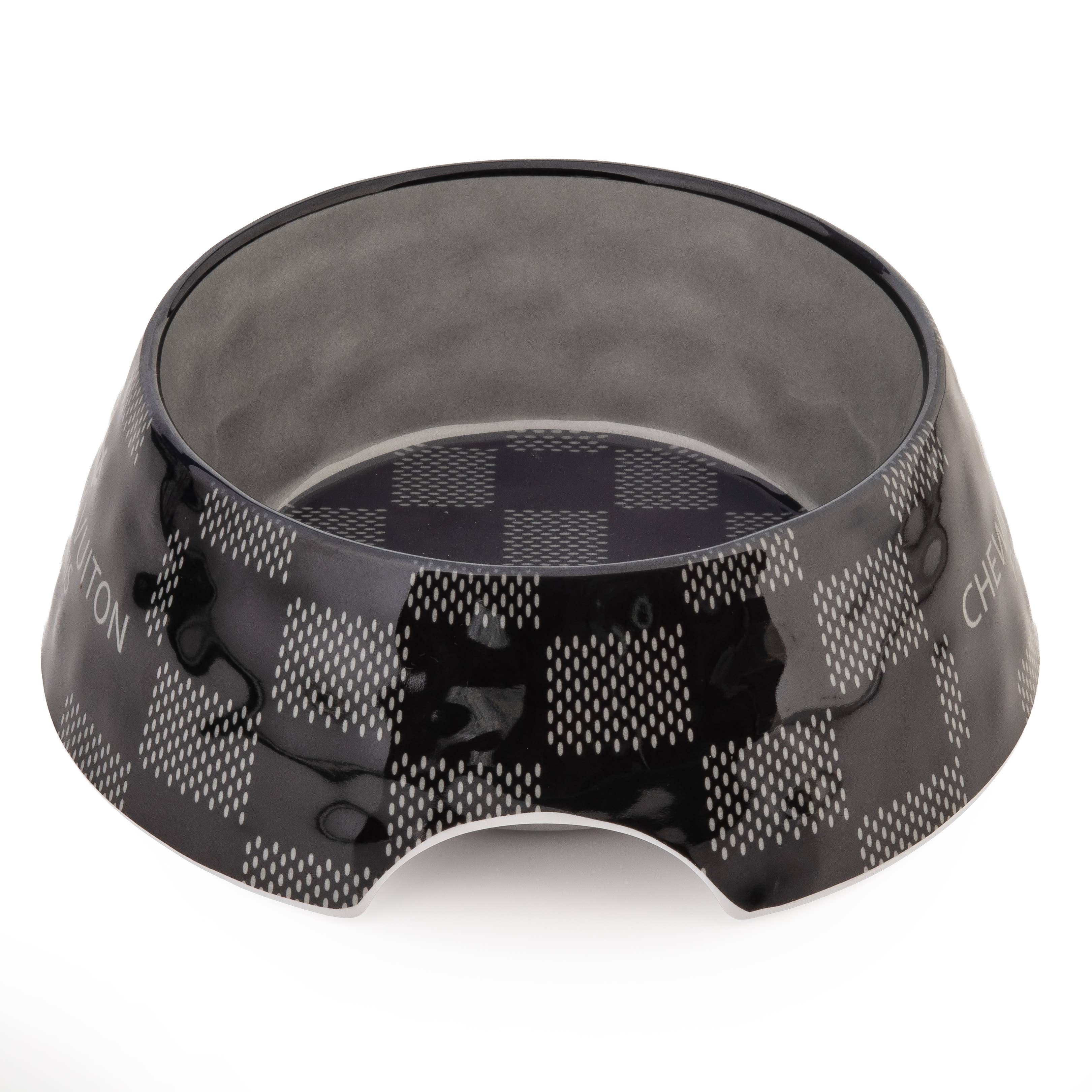 Black Checker Chewy Vuiton Bowl - Decor Addict, LLC