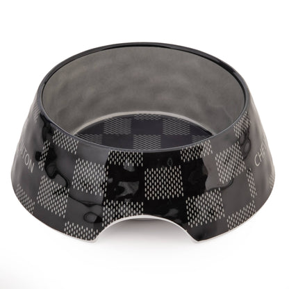 Black Checker Chewy Vuiton Bowl - Decor Addict, LLC