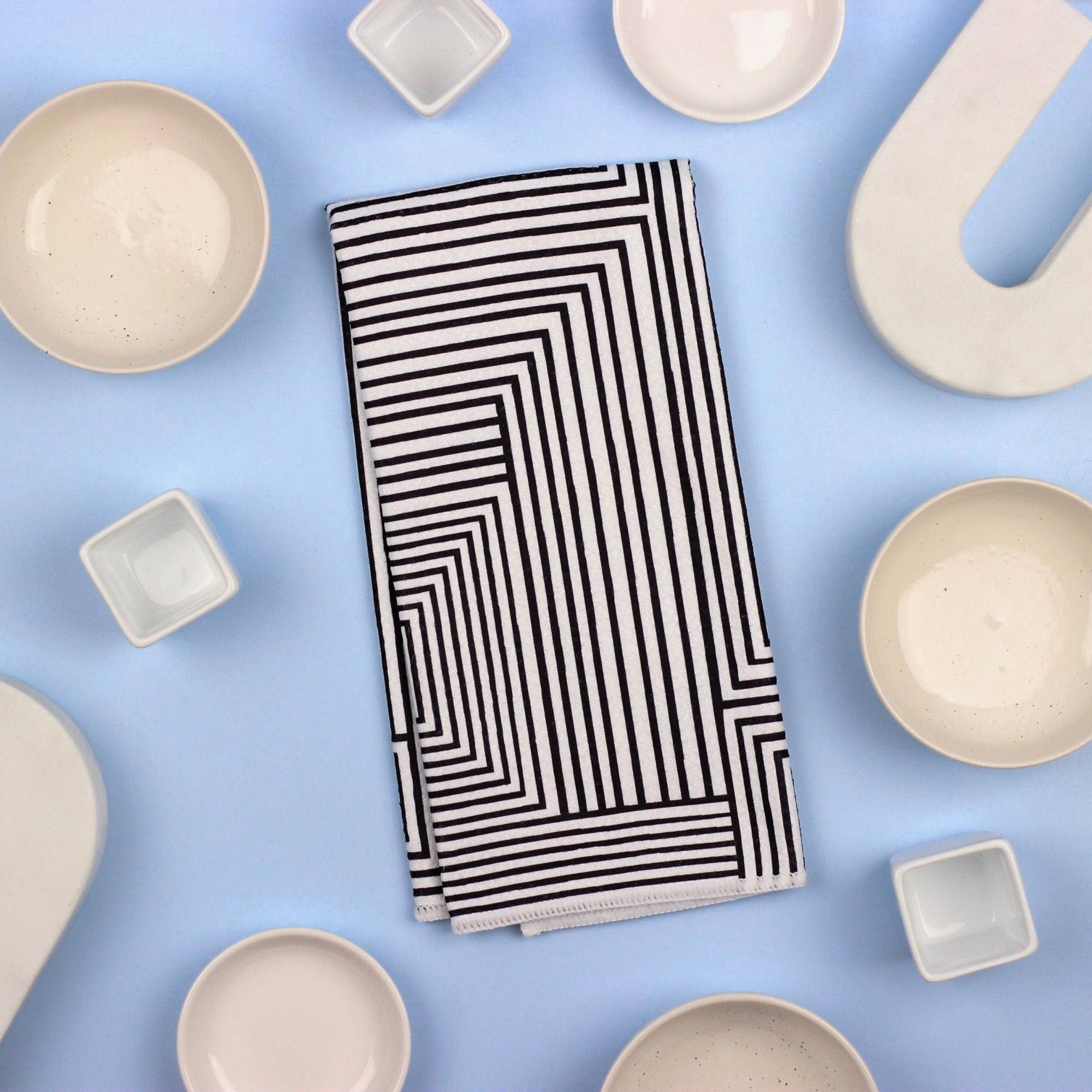 Mono Maze Dish Towel- 16''x24'': Folded Packaging - Decor Addict, LLC