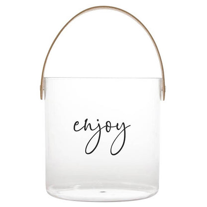 Acrylic Ice Bucket - Enjoy: Hand Wash Only / Acrylic, PU Leather - Decor Addict, LLC