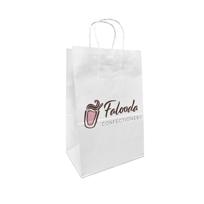 Custom Print 200pcs Bottle 9x5.75x13 White Paper Bags: 200 bags - $0.74/pc / 1 side print (front)