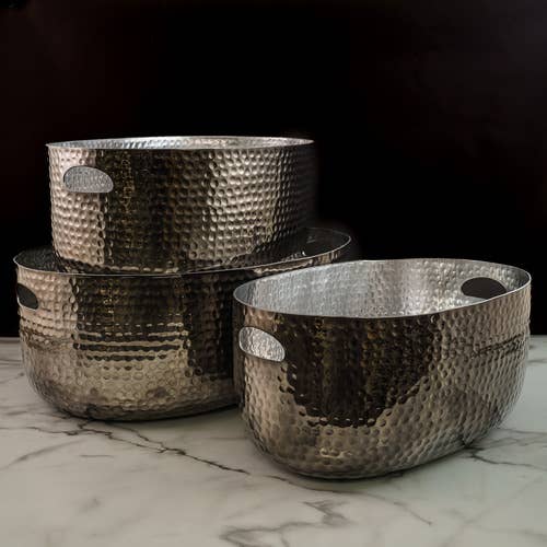Hammered Black Beverage Tub – Set of 3 - Decor Addict, LLC