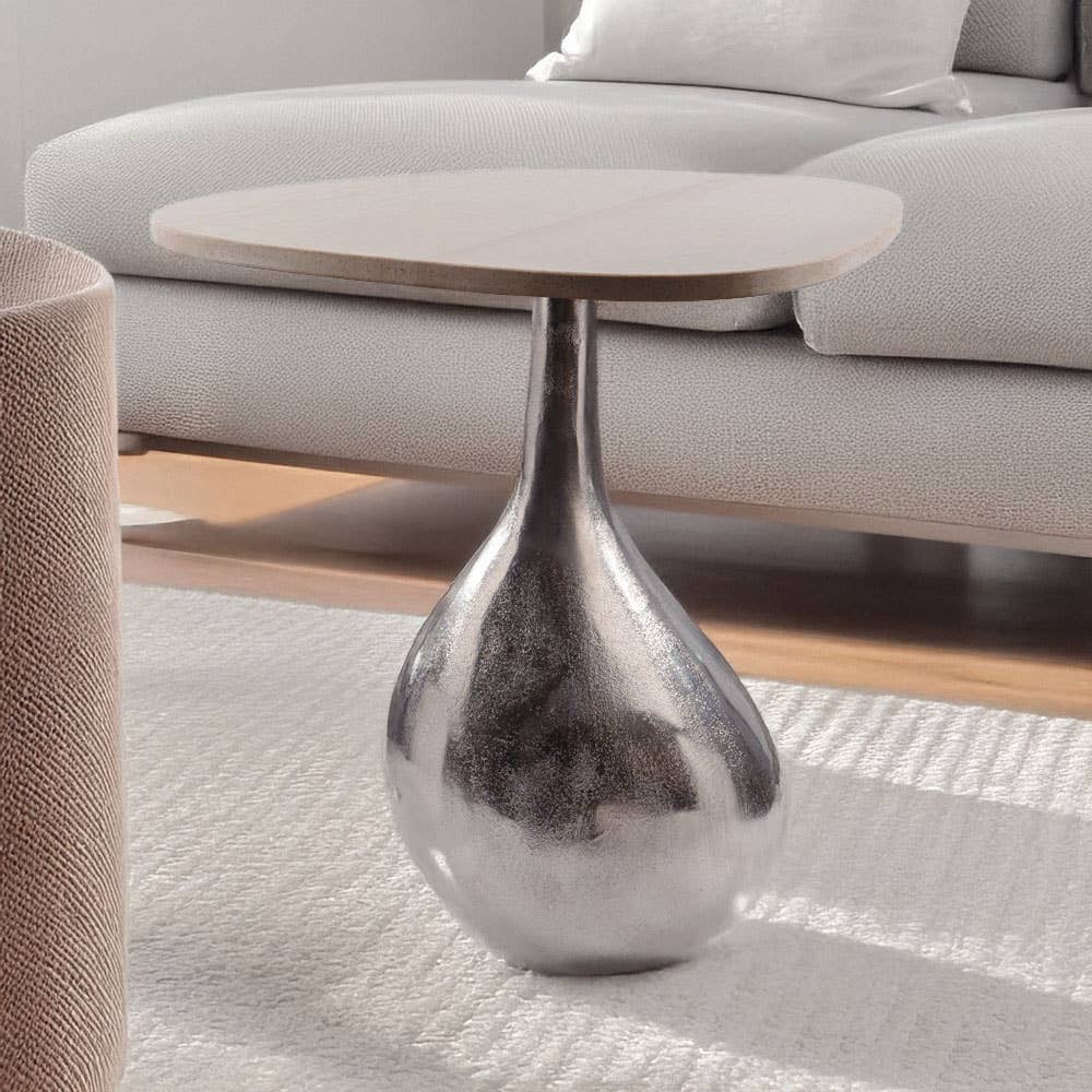 Panza Belly Base Marble Top End Table - Decor Addict, LLC