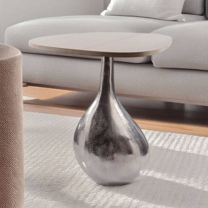 Panza Belly Base Marble Top End Table - Decor Addict, LLC