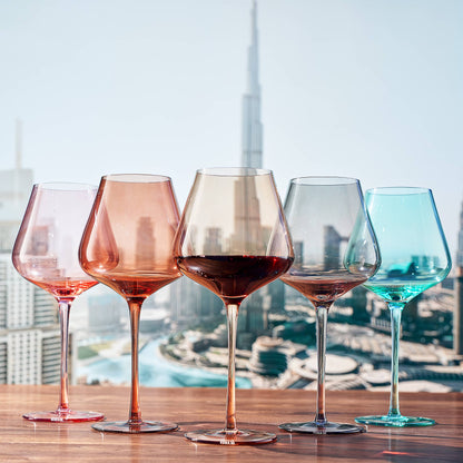 Colors of Dubai, City Wine Glassware | Set of 5, 20 OZ - Decor Addict, LLC