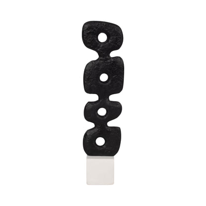18" Abstract Totem Sculpture  Marble Base, Black/w - Decor Addict, LLC