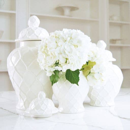 White Textured Ginger Jar - Large - Decor Addict, LLC