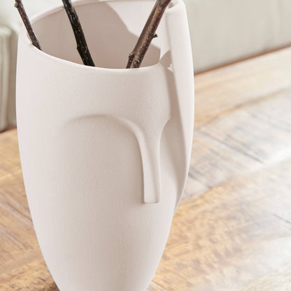 Hans Ansit Cream Face Matte Ceramic Sculpture Planter Vase - Decor Addict, LLC